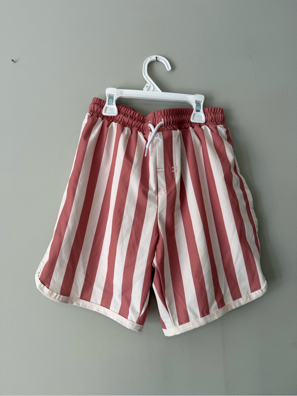 Stitch & Stone Striped Red and White Drawstring Swim Shorts